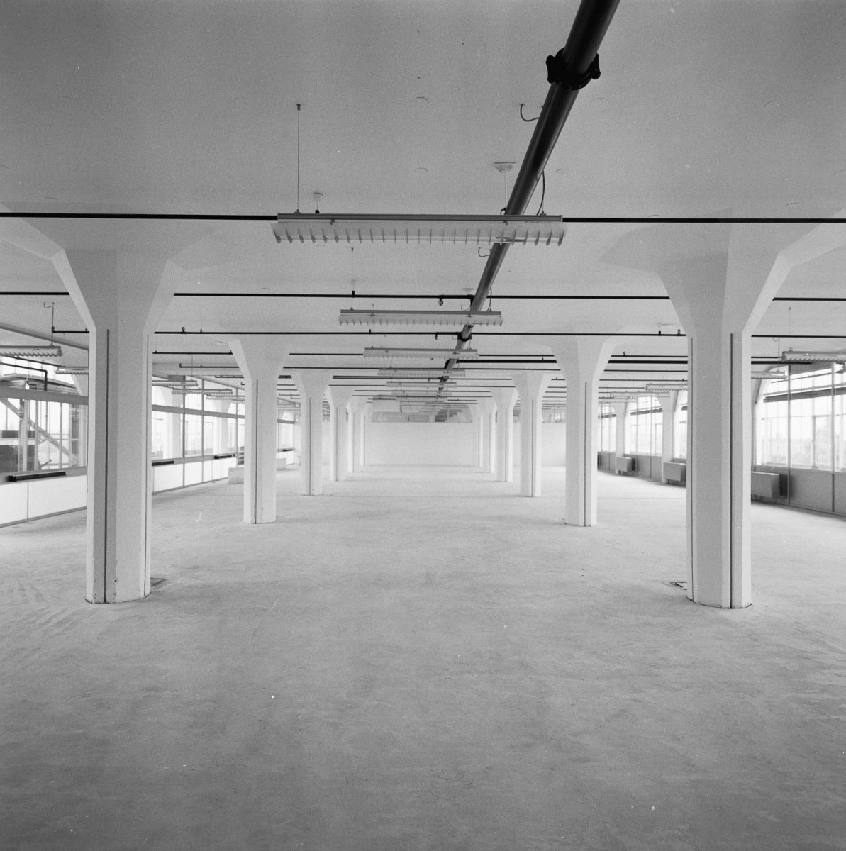 Interieur opgeknapte lege ruimte verlichting sprinklerinstallatei geegaliseerde vloer gewit Rotterdam 20002772 RCE